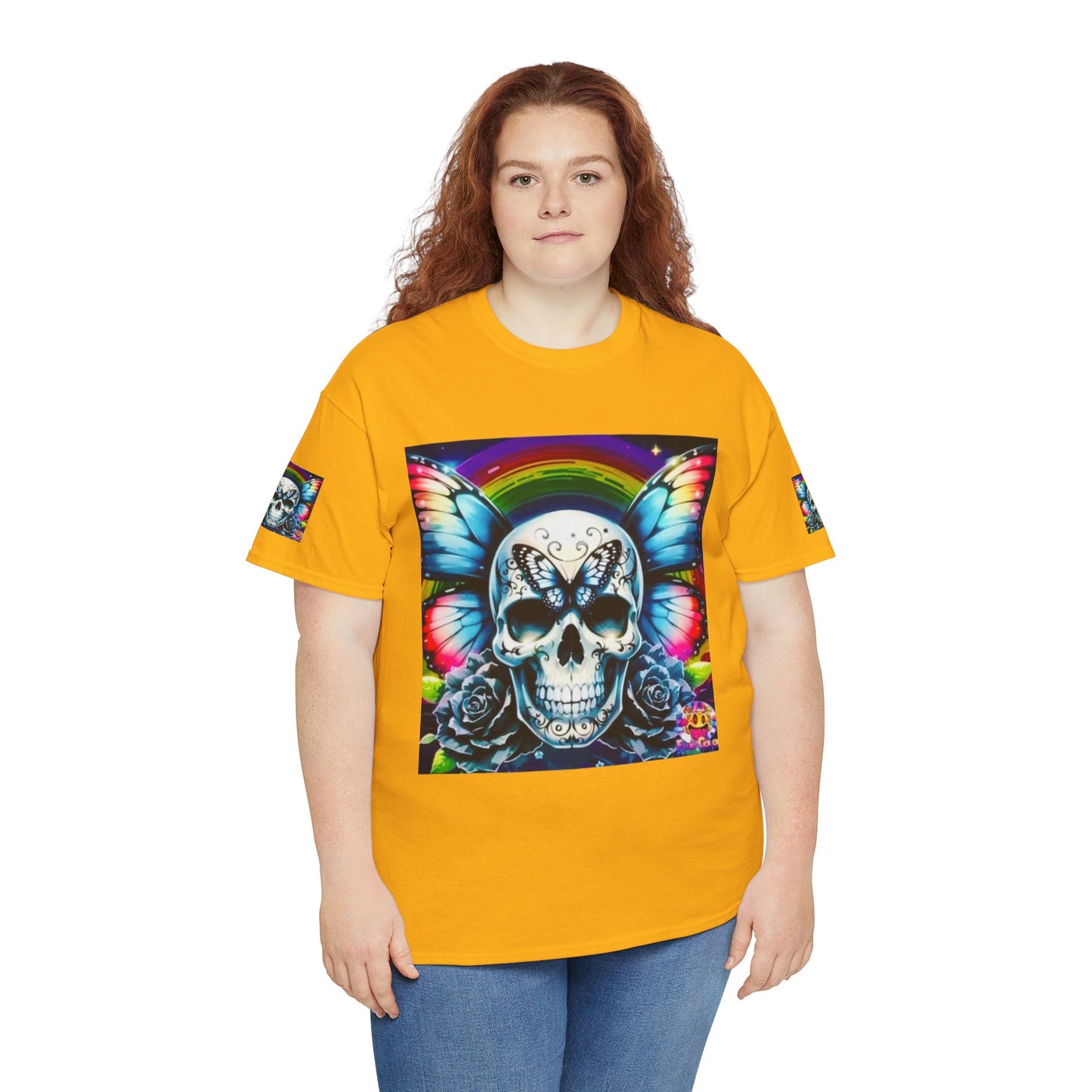 Skull Tee - Bright & Colorful Butterfly Design