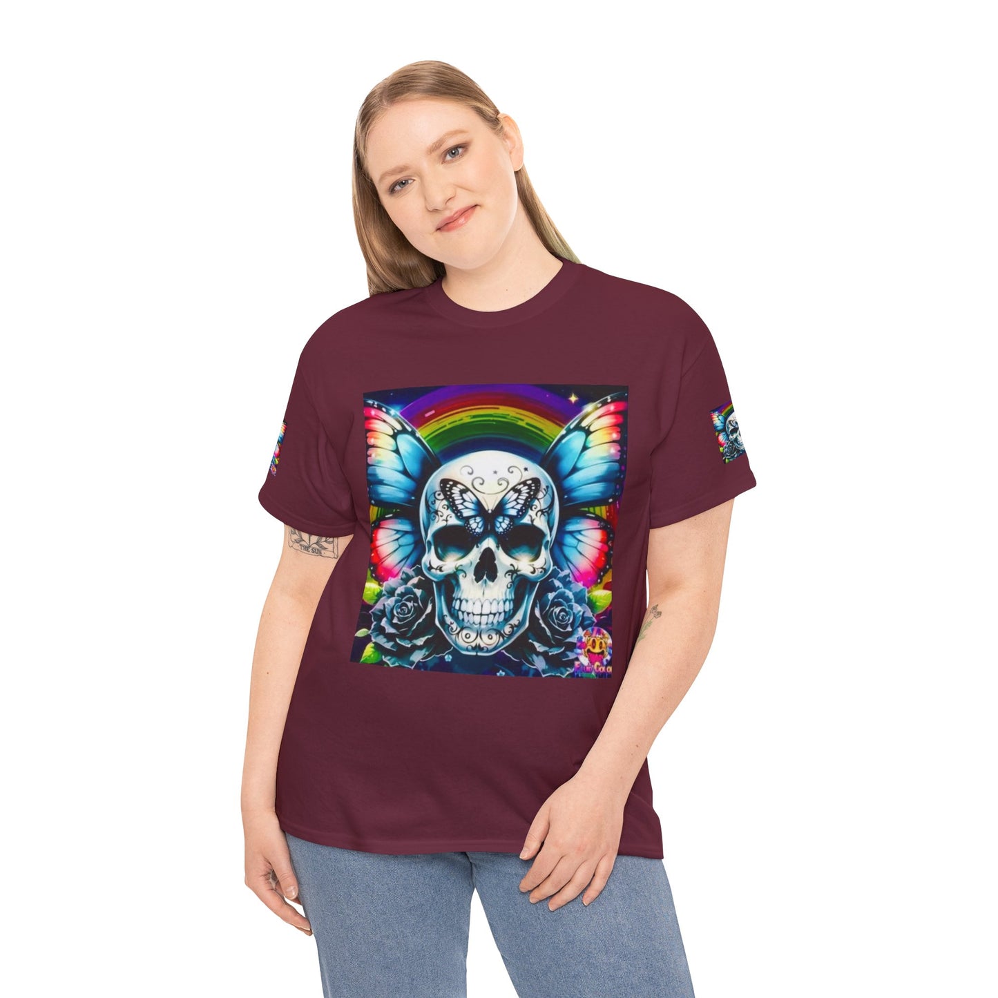 Skull Tee - Bright & Colorful Butterfly Design