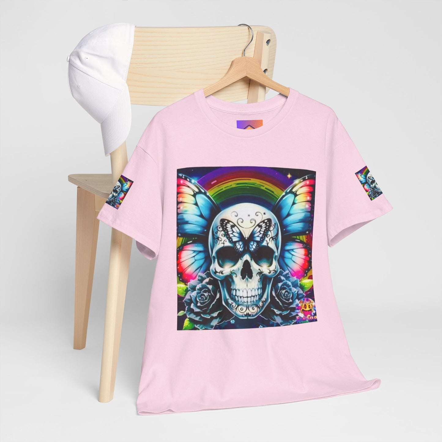 Skull Tee - Bright & Colorful Butterfly Design