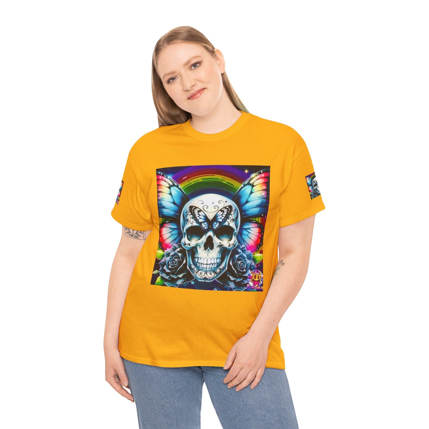 Skull Tee - Bright & Colorful Butterfly Design