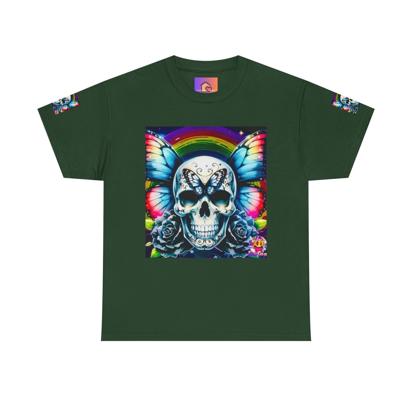 Skull Tee - Bright & Colorful Butterfly Design