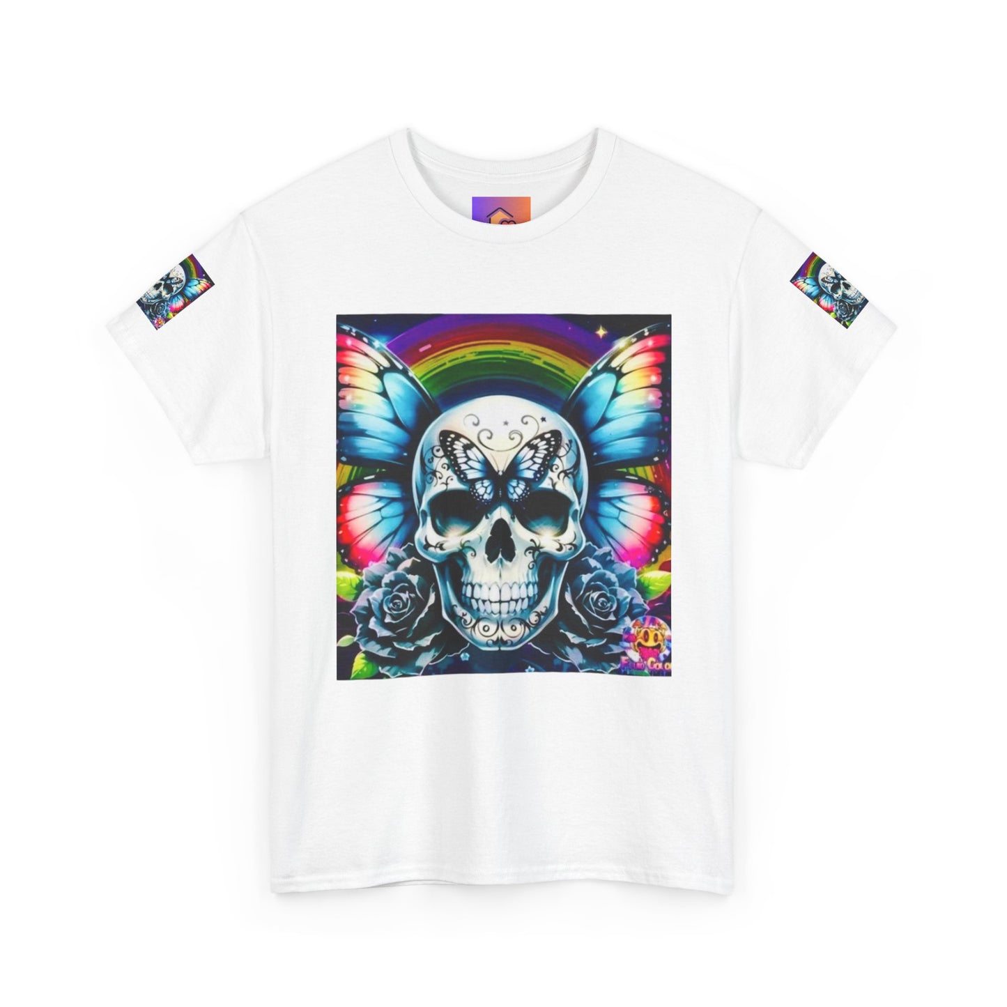Skull Tee - Bright & Colorful Butterfly Design