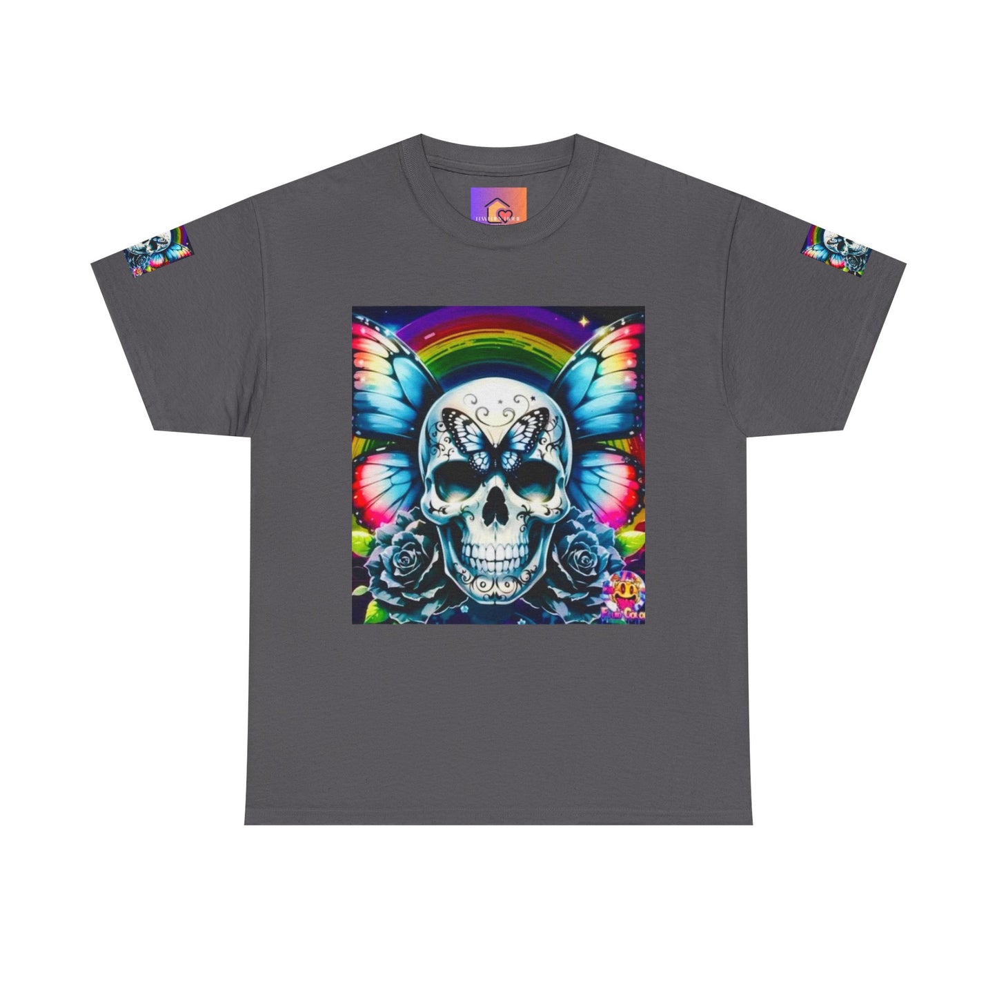 Skull Tee - Bright & Colorful Butterfly Design