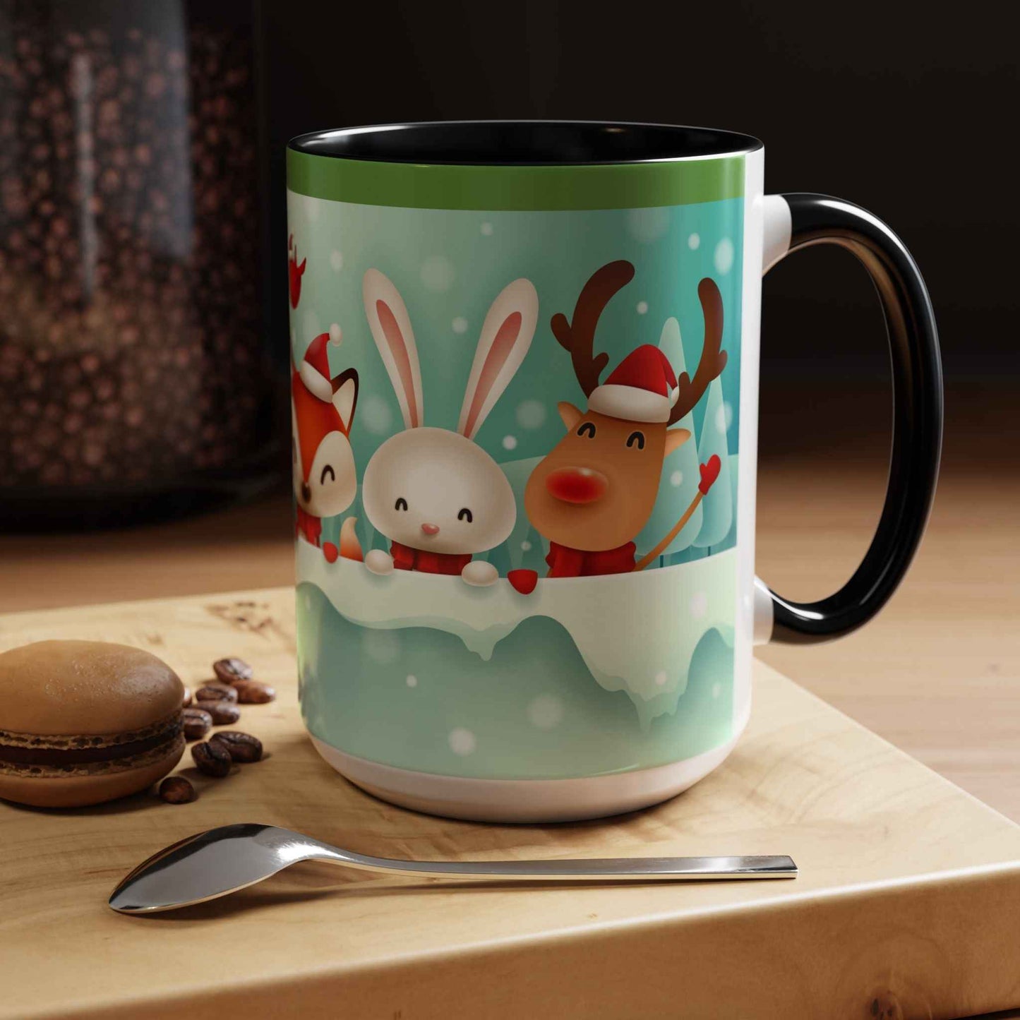 Festive Animal Friends Coffee Mug - Winter Holiday Theme
