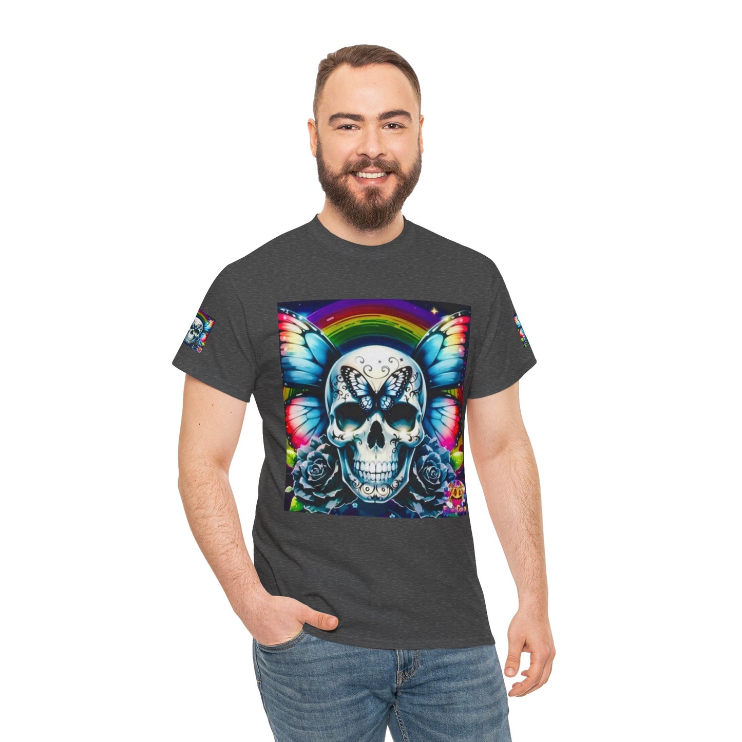 Skull Tee - Bright & Colorful Butterfly Design