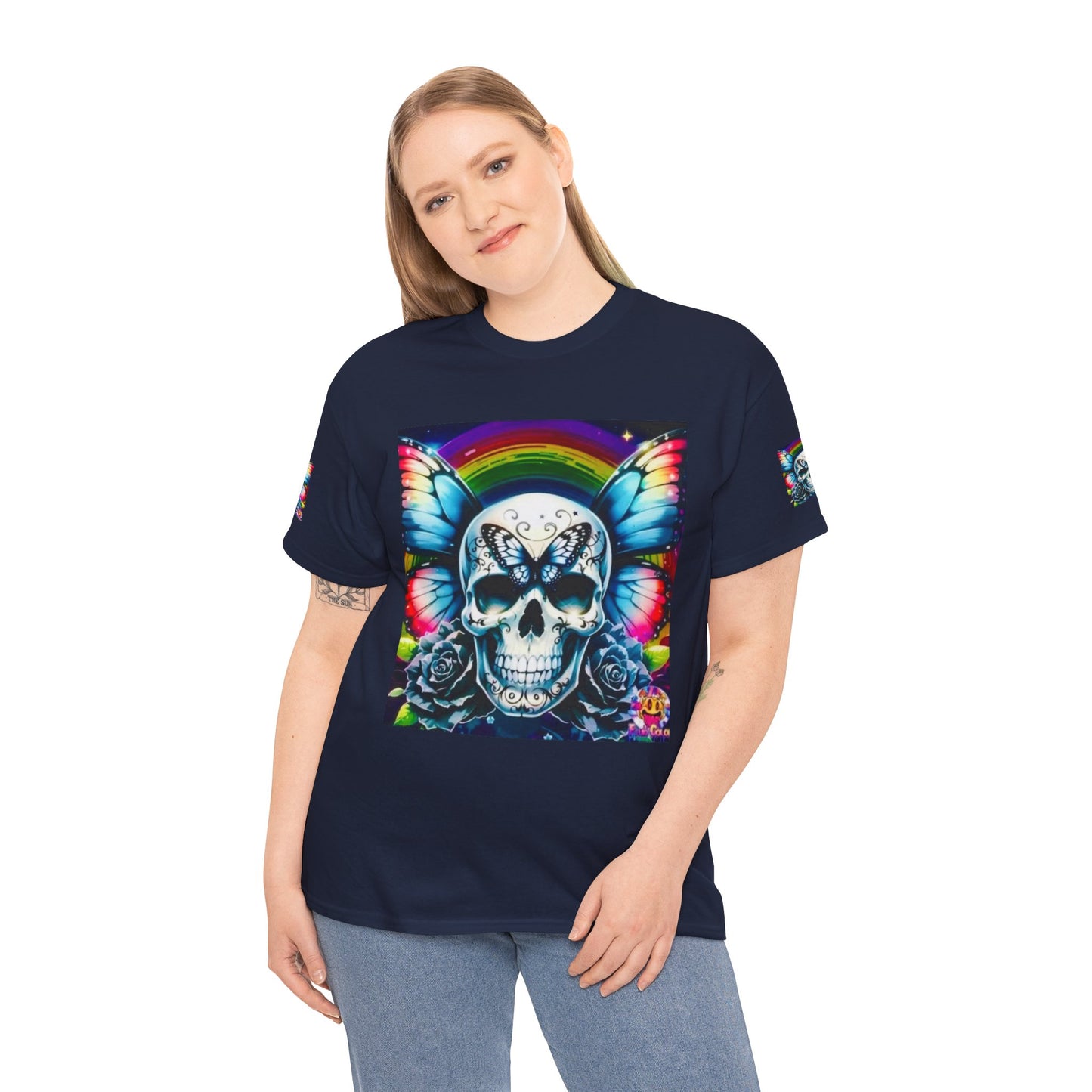 Skull Tee - Bright & Colorful Butterfly Design