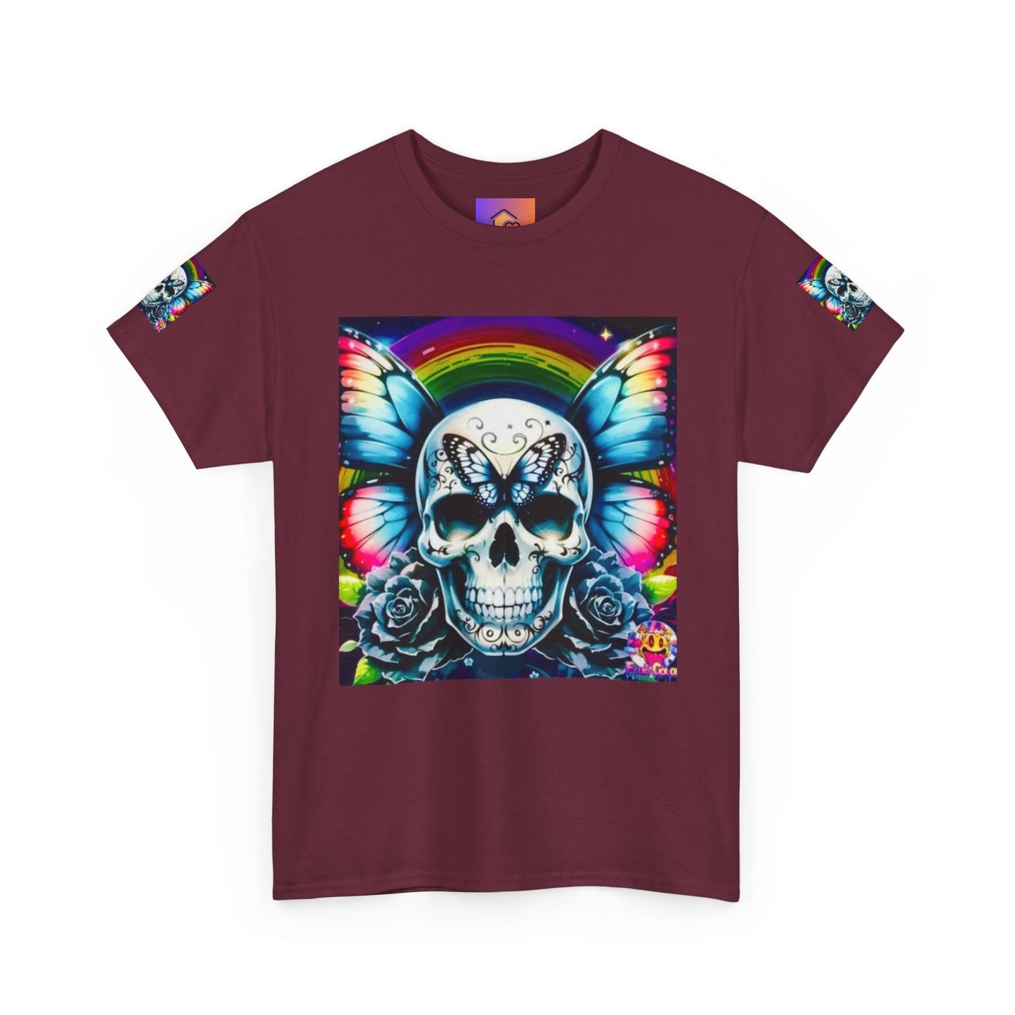Skull Tee - Bright & Colorful Butterfly Design