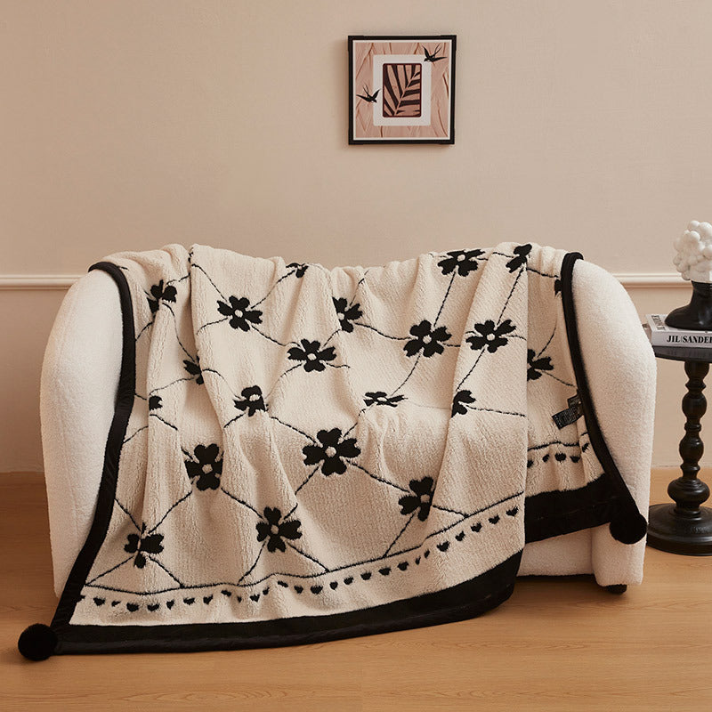 Autumn And Winter New Black And White Cationic Panda Velvet Multifunctional Blanket