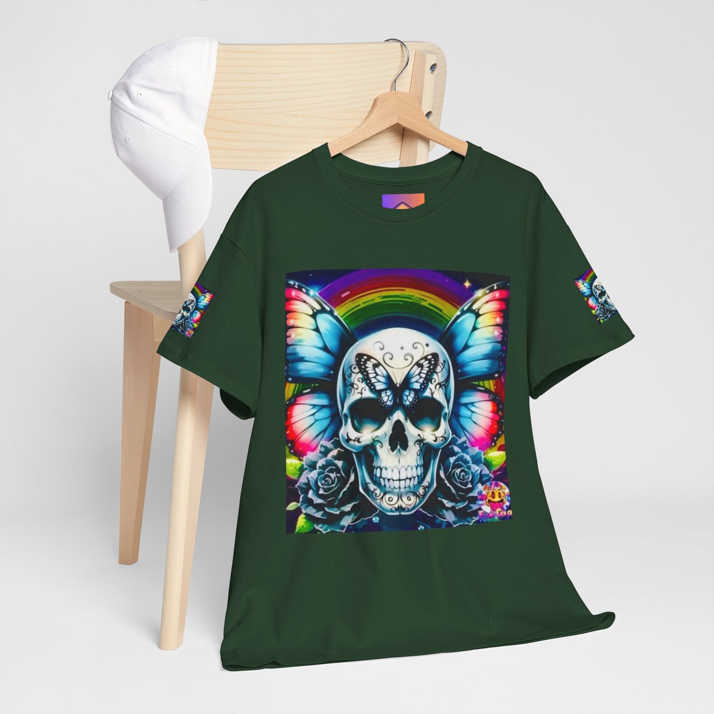 Skull Tee - Bright & Colorful Butterfly Design