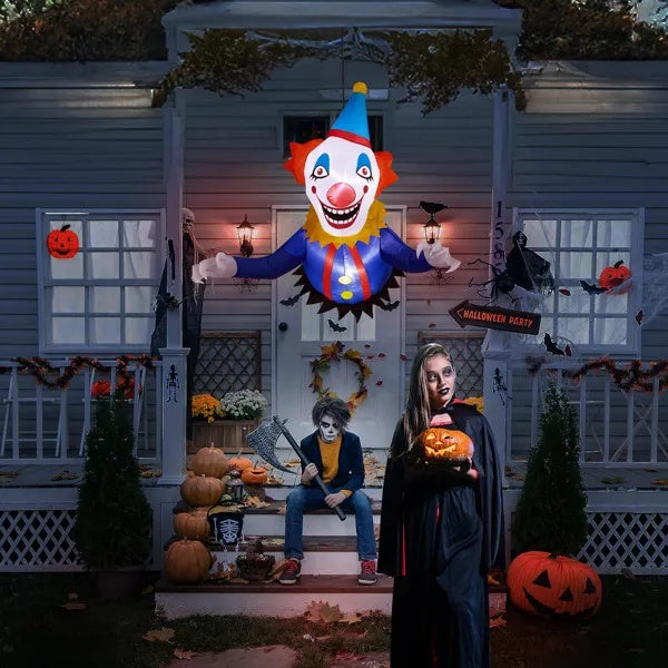 3.3 FT Halloween Inflatable Clown Broke Out From Window Outdoor Decorations, Scary Blow Up Decor With Built-in LED Lights For Holiday Party Yard Lawn Garden Decor Indoor Outdoor