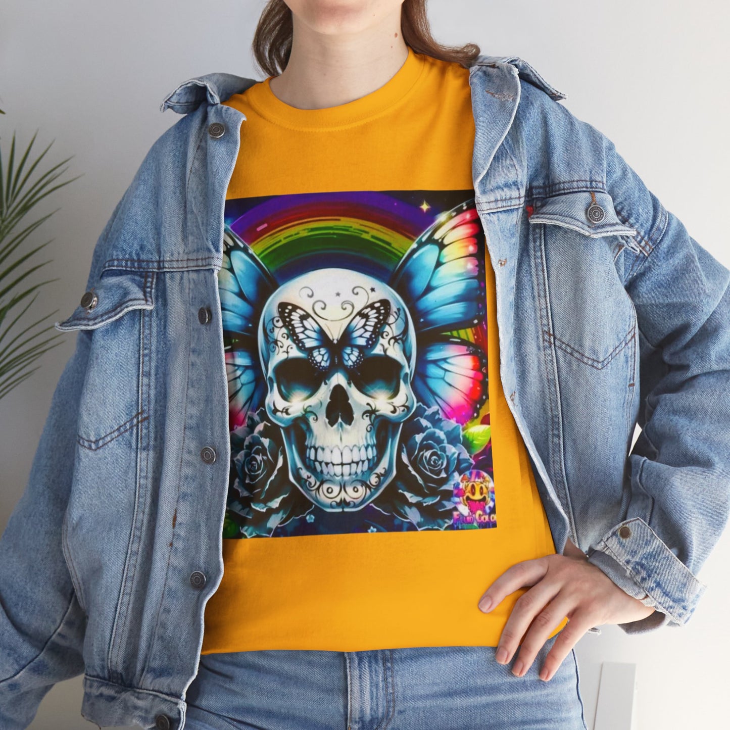 Skull Tee - Bright & Colorful Butterfly Design