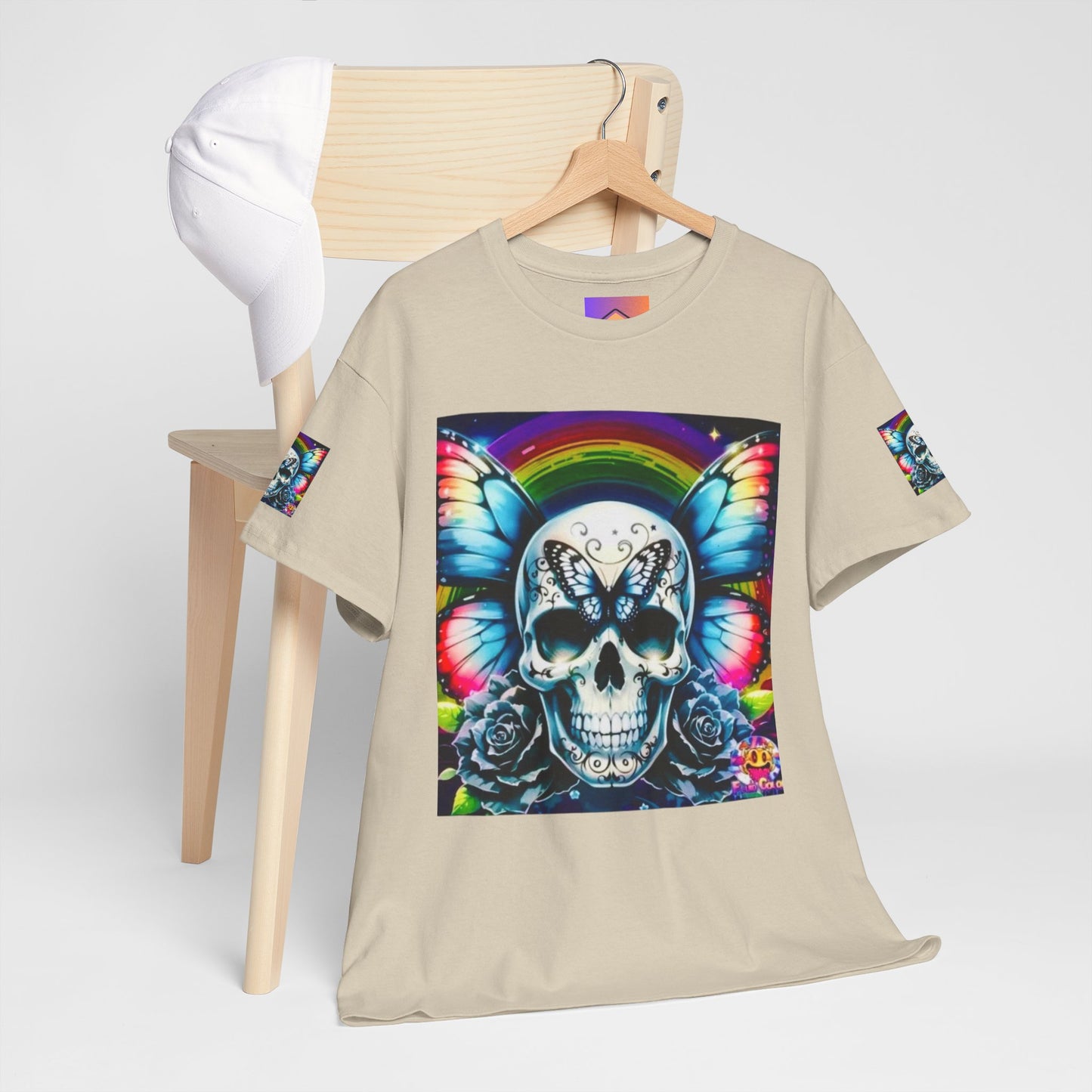 Skull Tee - Bright & Colorful Butterfly Design
