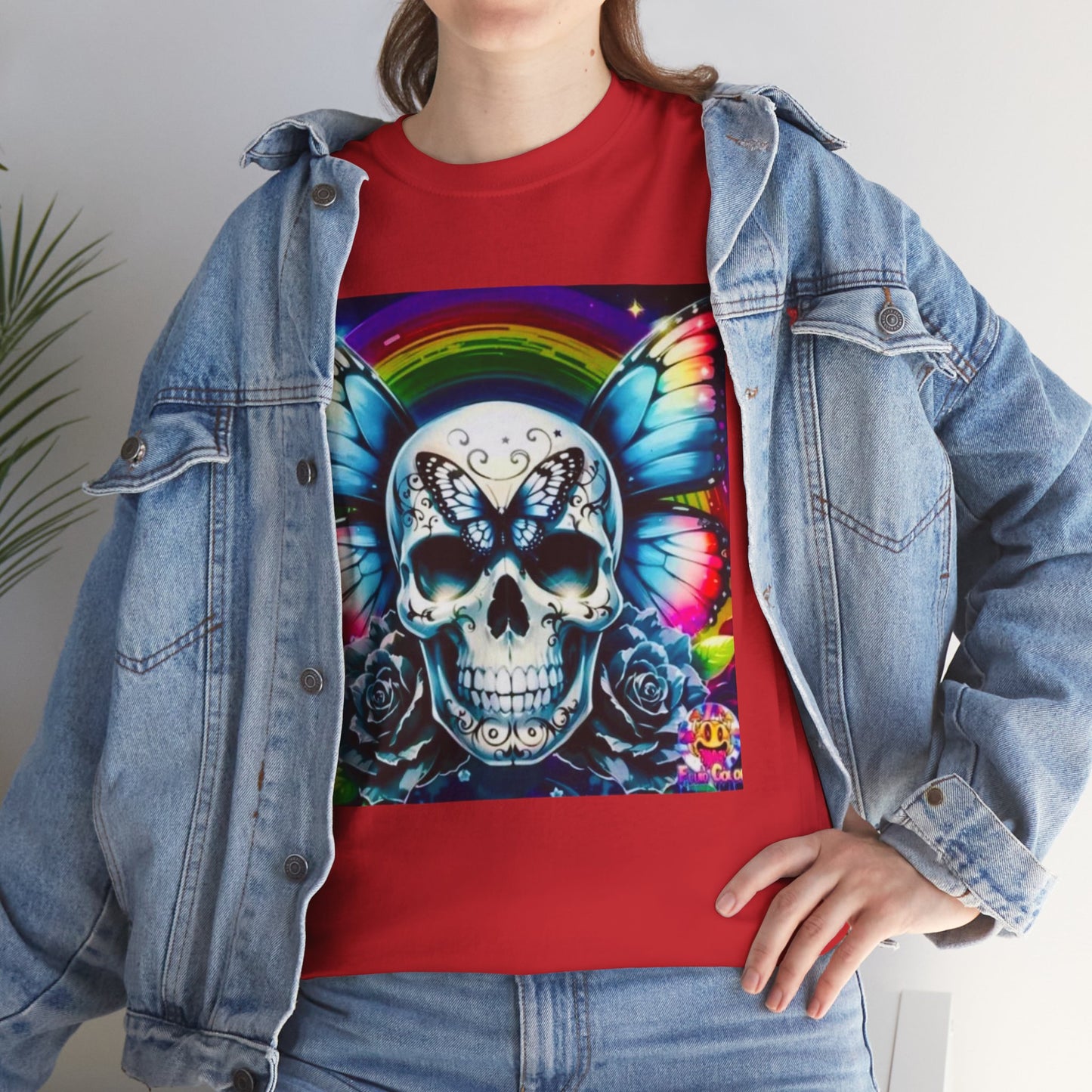 Skull Tee - Bright & Colorful Butterfly Design