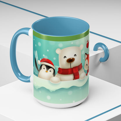 Festive Animal Friends Coffee Mug - Winter Holiday Theme