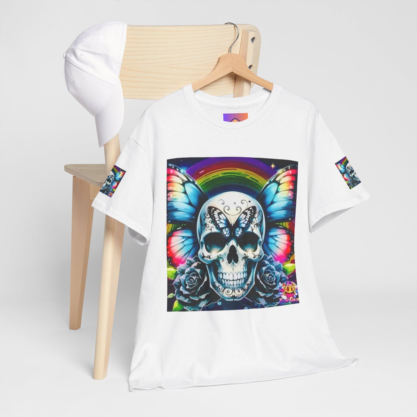 Skull Tee - Bright & Colorful Butterfly Design