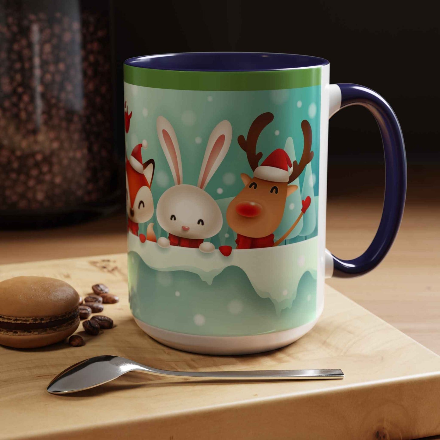 Festive Animal Friends Coffee Mug - Winter Holiday Theme