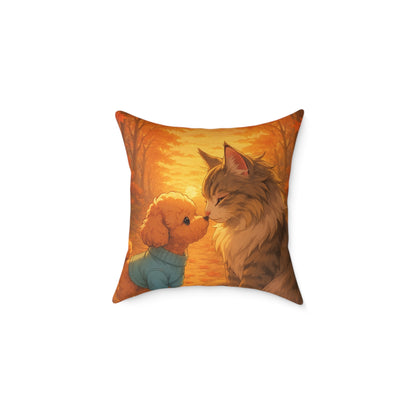 Square Pillow - Cozy Pet Love Pillow, Adorable Animal Home Decor & Gift for Pet Lovers - Pet-Themed Celebration Decor