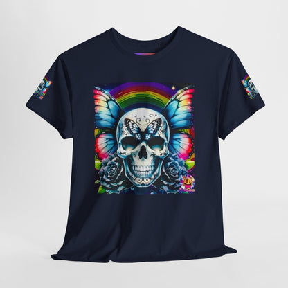 Skull Tee - Bright & Colorful Butterfly Design