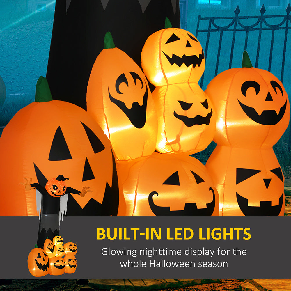 9ft Halloween Inflatables Outdoor Decorations, Pumpkin Ghost With Pumpkin Patch, Outdoor Giant Blow Up Yard Decor With Build-in LED For Garden, Lawn, Party, Holiday