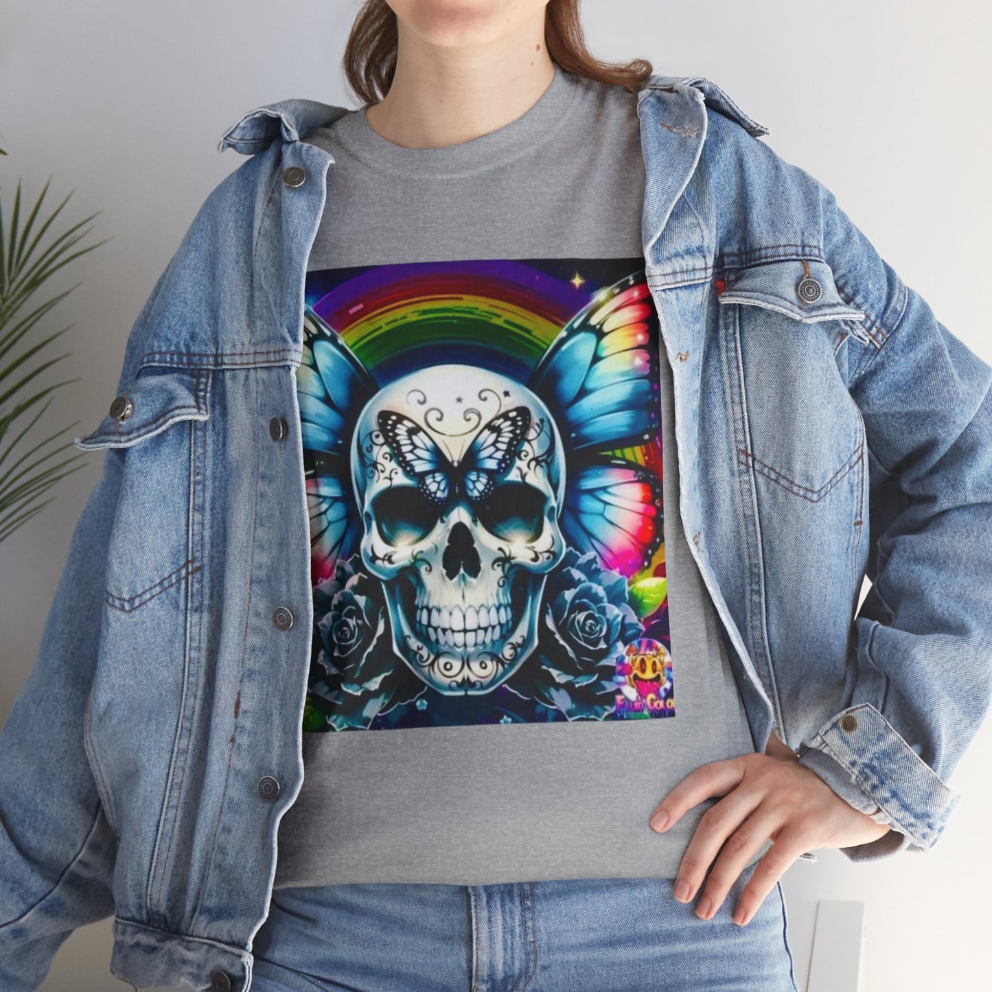 Skull Tee - Bright & Colorful Butterfly Design