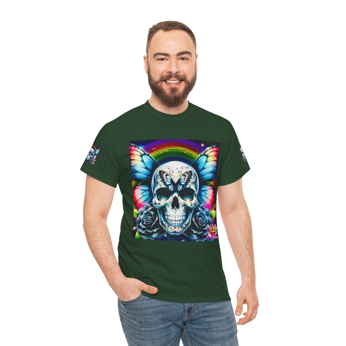 Skull Tee - Bright & Colorful Butterfly Design