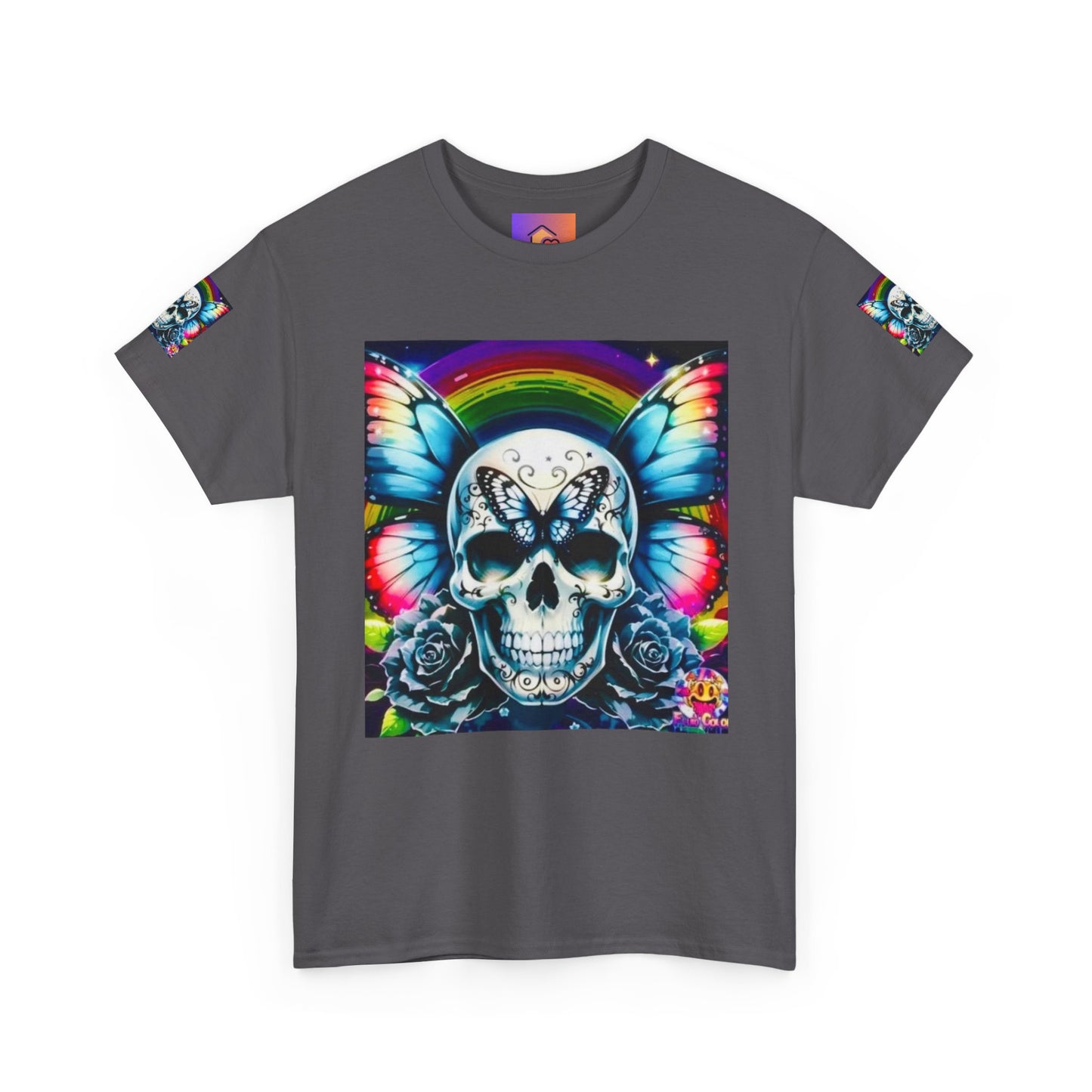 Skull Tee - Bright & Colorful Butterfly Design
