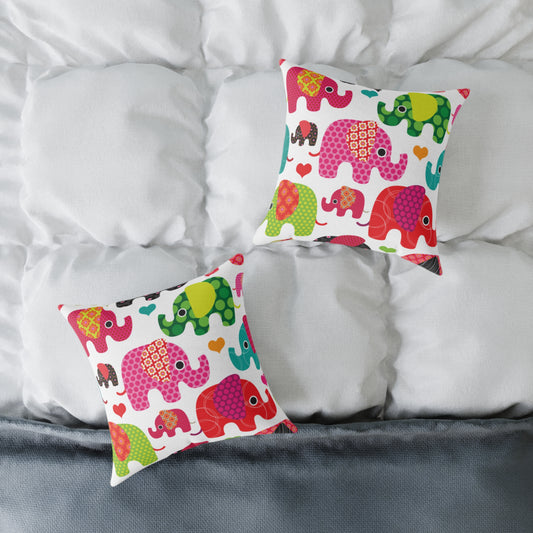 Canvas Pillow - Colorful Elephant Decor, Nursery Decor, Animal Lover Gift