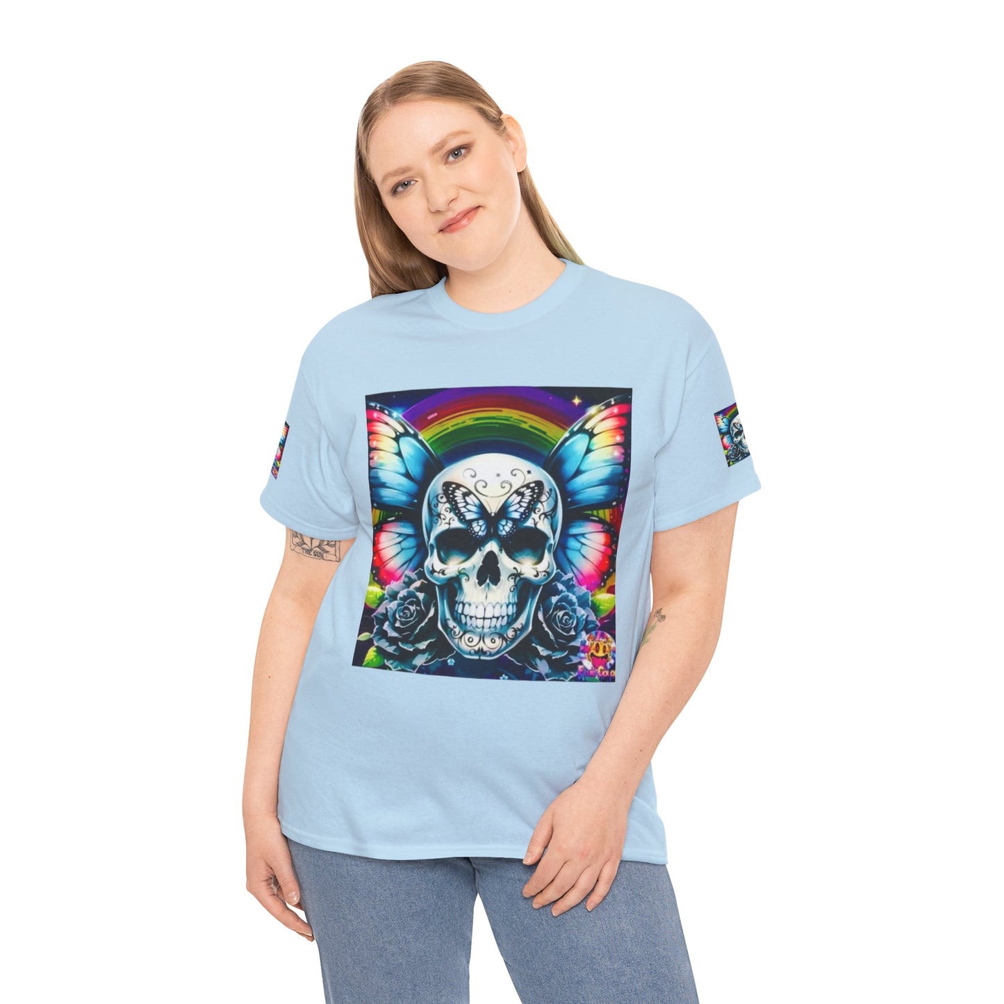 Skull Tee - Bright & Colorful Butterfly Design