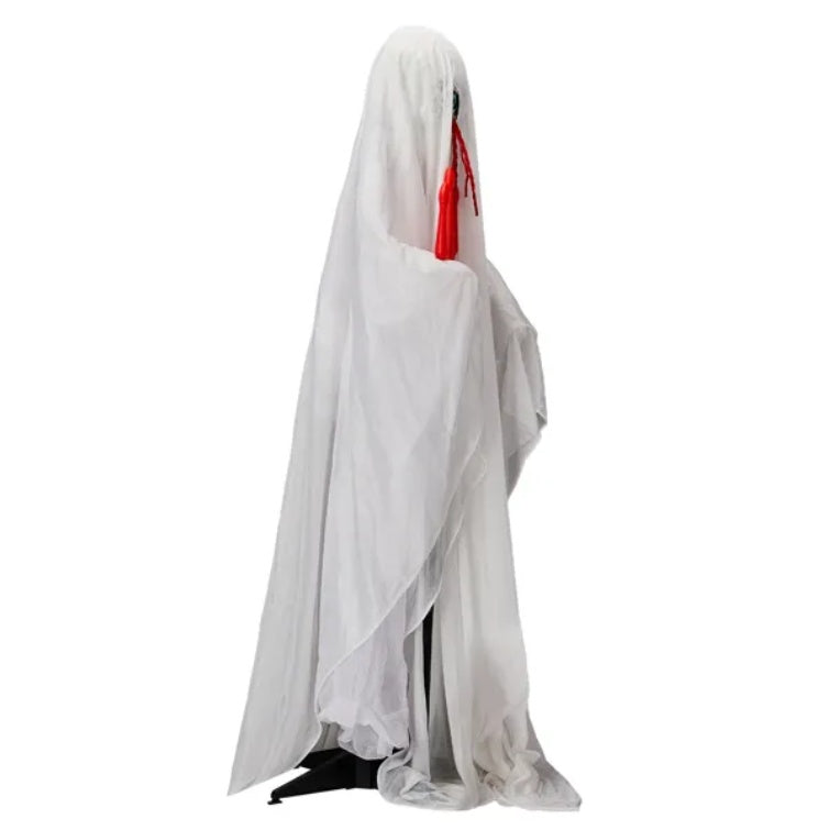 4.3ft Halloween Decorations Outdoor Life Size Animatronics Ghost With Trident, Sound-Actived Party Decor With Green Lights And Creepy Sound, Scary Haunted House Props For Garden Yard Lawn