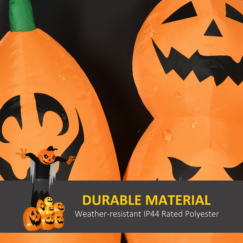 9ft Halloween Inflatables Outdoor Decorations, Pumpkin Ghost With Pumpkin Patch, Outdoor Giant Blow Up Yard Decor With Build-in LED For Garden, Lawn, Party, Holiday