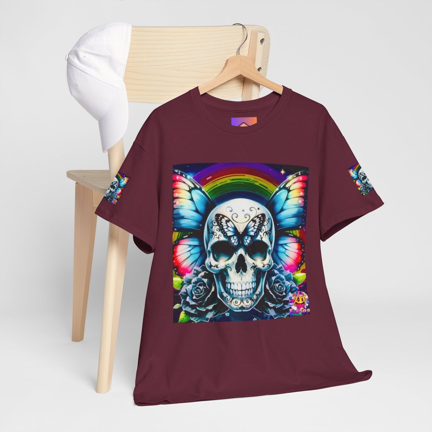 Skull Tee - Bright & Colorful Butterfly Design