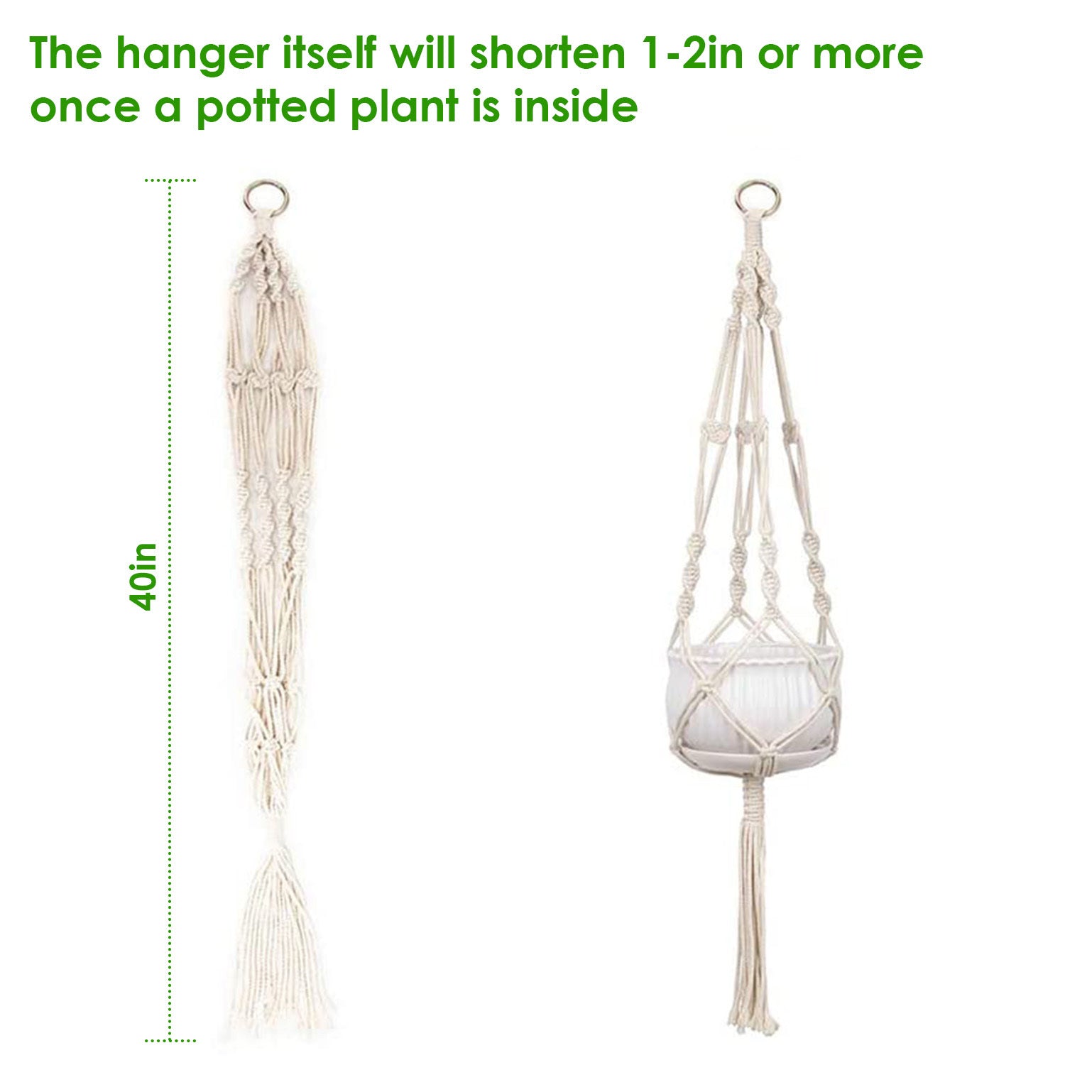 2Pcs Plant Hanger Flowerpot Net Bag 40in Cotton Rope Plant Hangers 4Legs Plant Hanger Fit For Round Or Square Plant Pot