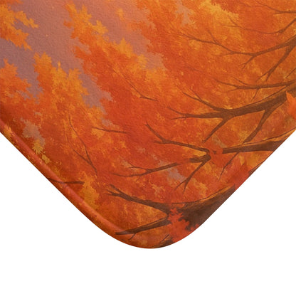 Fall Forest Friends Bath Mat, Cute Cat and Bear Design, Autumn Decor, Pet Lover Gift, Cozy Home Accessory