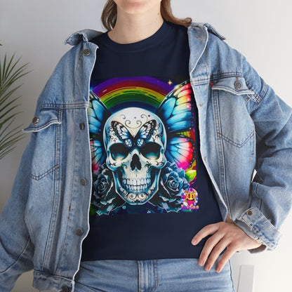 Skull Tee - Bright & Colorful Butterfly Design