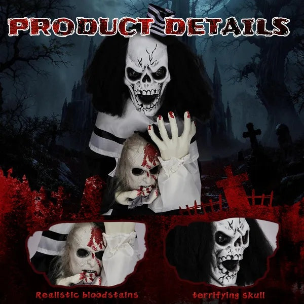 1.8ft Halloween Decoration Scary Clown, Sound-Actived Party Decor With Creepy Sound , Scary Haunted House Props For Indoor Party Home Table Garden Yard Lawn