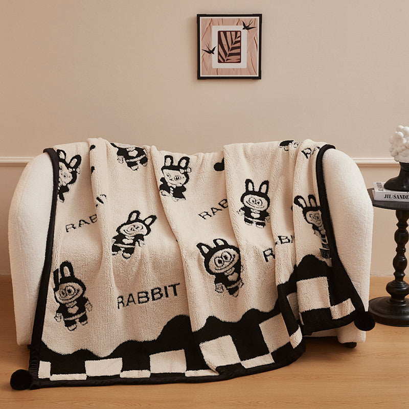 Autumn And Winter New Black And White Cationic Panda Velvet Multifunctional Blanket