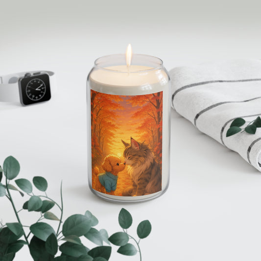 Scented Soy Candle with Cat and Dog Design, Cozy Home Decor, Pet Lover Gift, Fall Decor, Relaxation, Aromatherapy