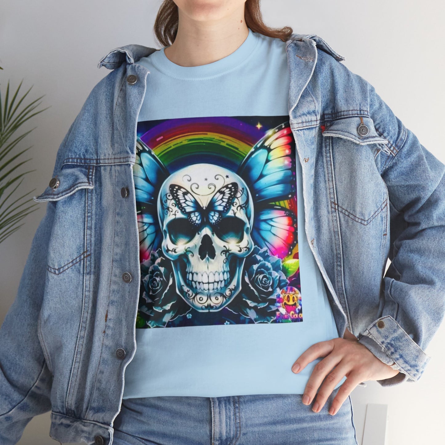 Skull Tee - Bright & Colorful Butterfly Design