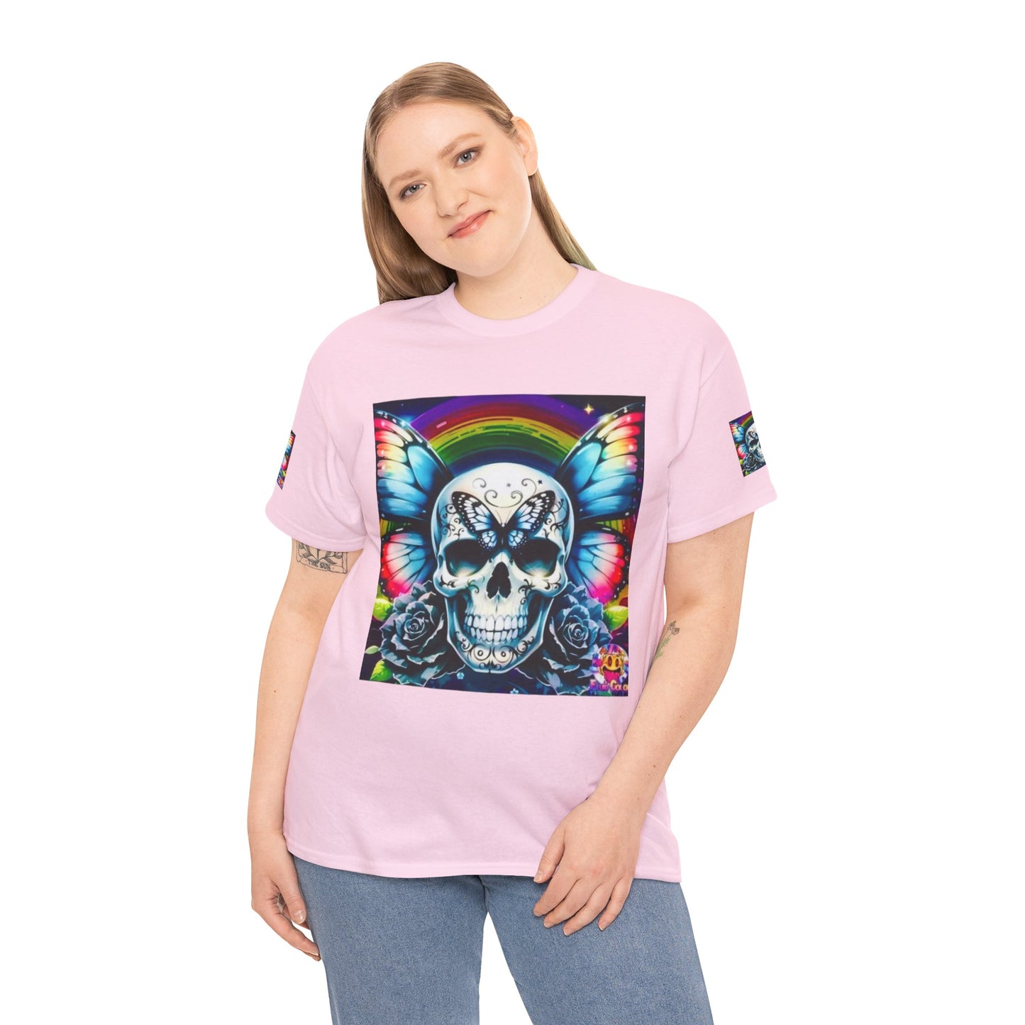 Skull Tee - Bright & Colorful Butterfly Design