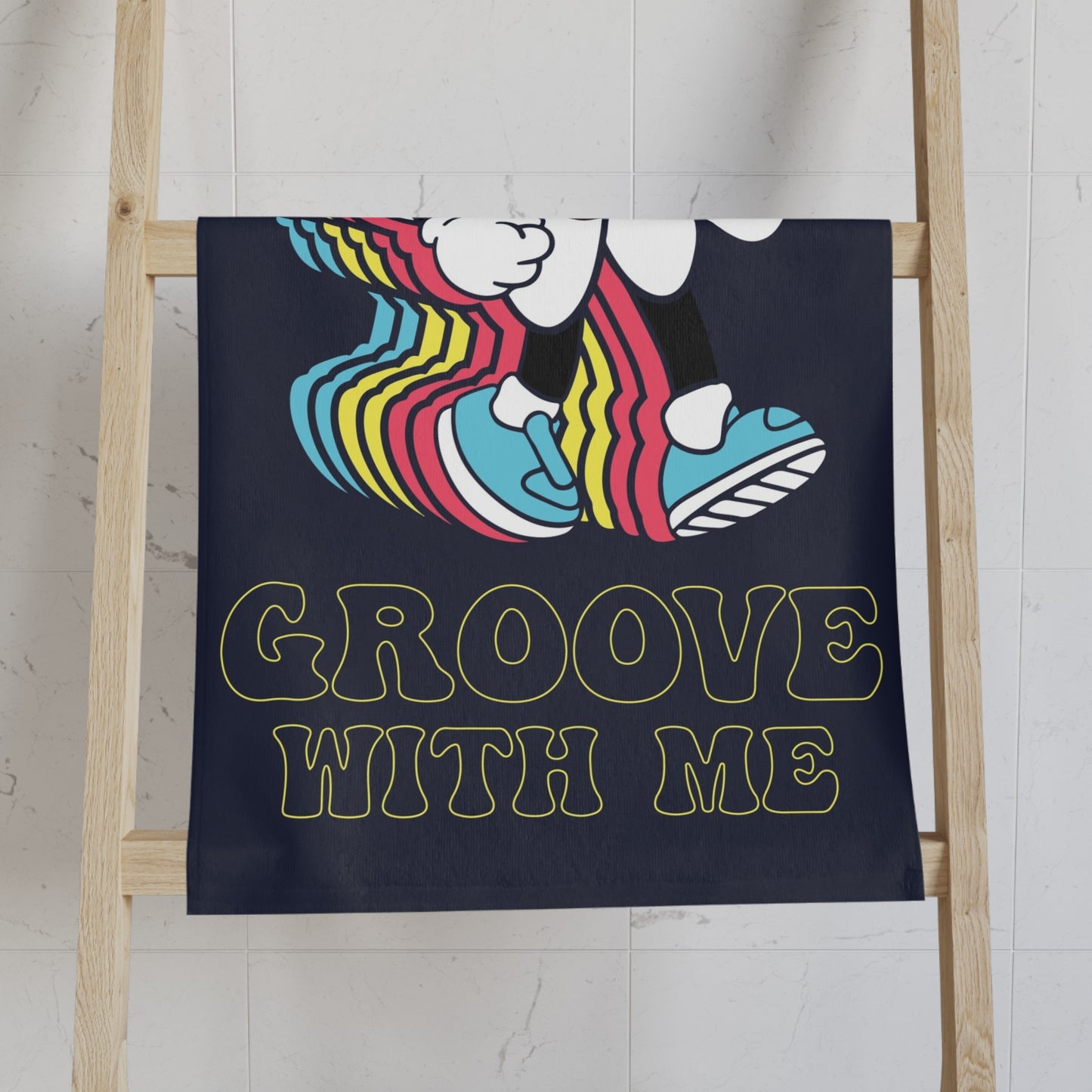 Groovy Flower Hand Towel | Retro Kitchen Decor, Fun Gift, Home & Bath Accessory, Vibrant Design for Music Lovers