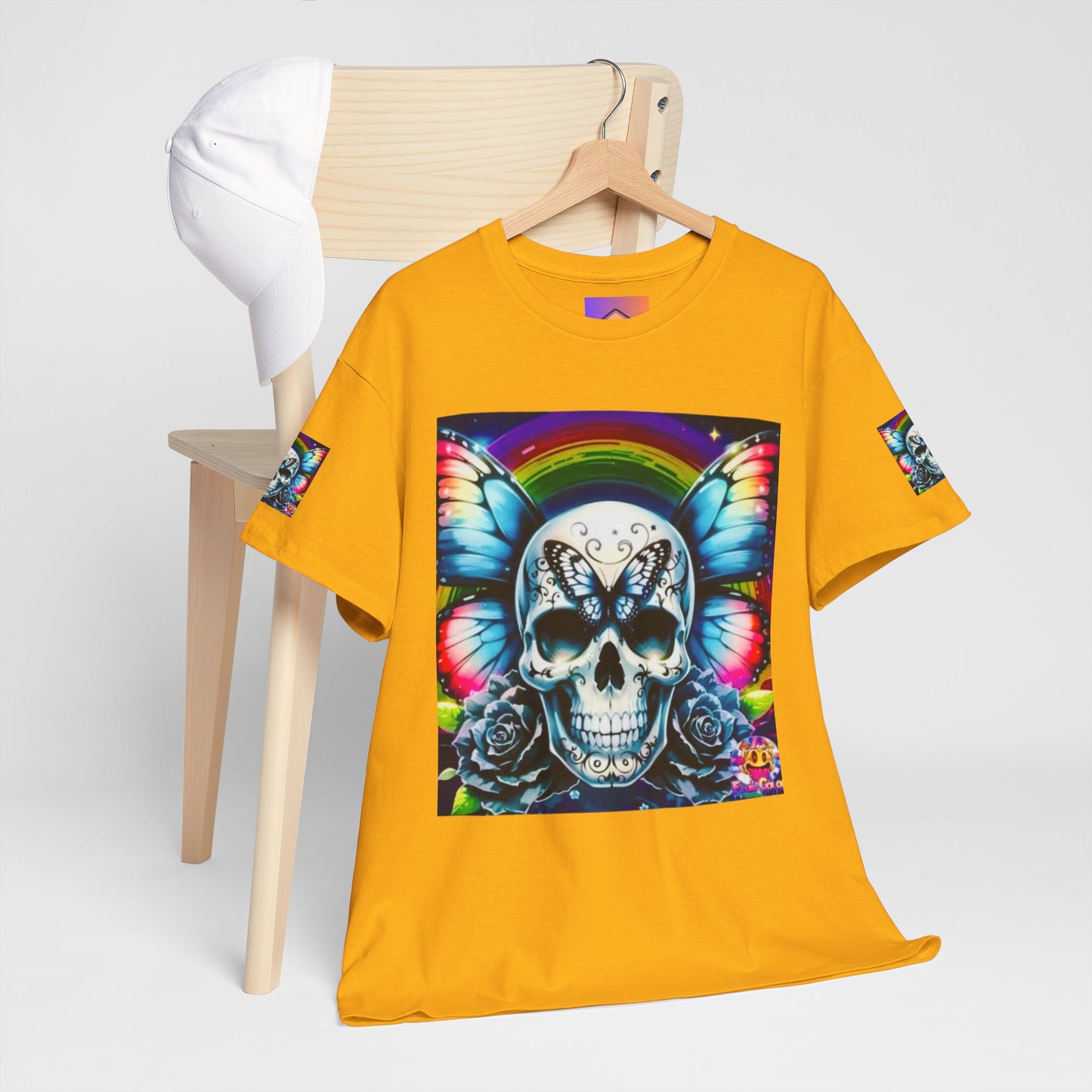 Skull Tee - Bright & Colorful Butterfly Design