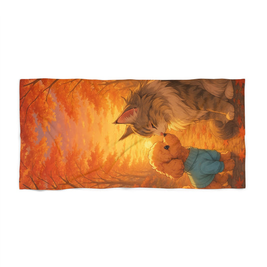 Whimsical Cat and Dog Beach Towel, Cute Animal Towel, Summer Accessory, Funny Gift for Pet Lovers, Vacation Essentials