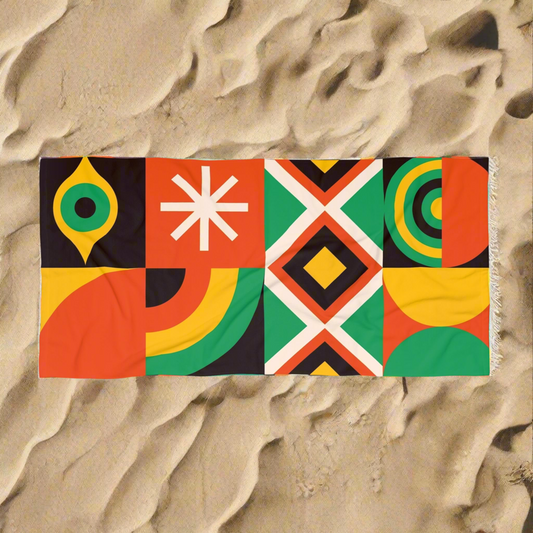 Vibrant Geometric Beach Towel, Colorful Summer Towel, Bohemian Towel, Poolside Essential, Picnic Blanket