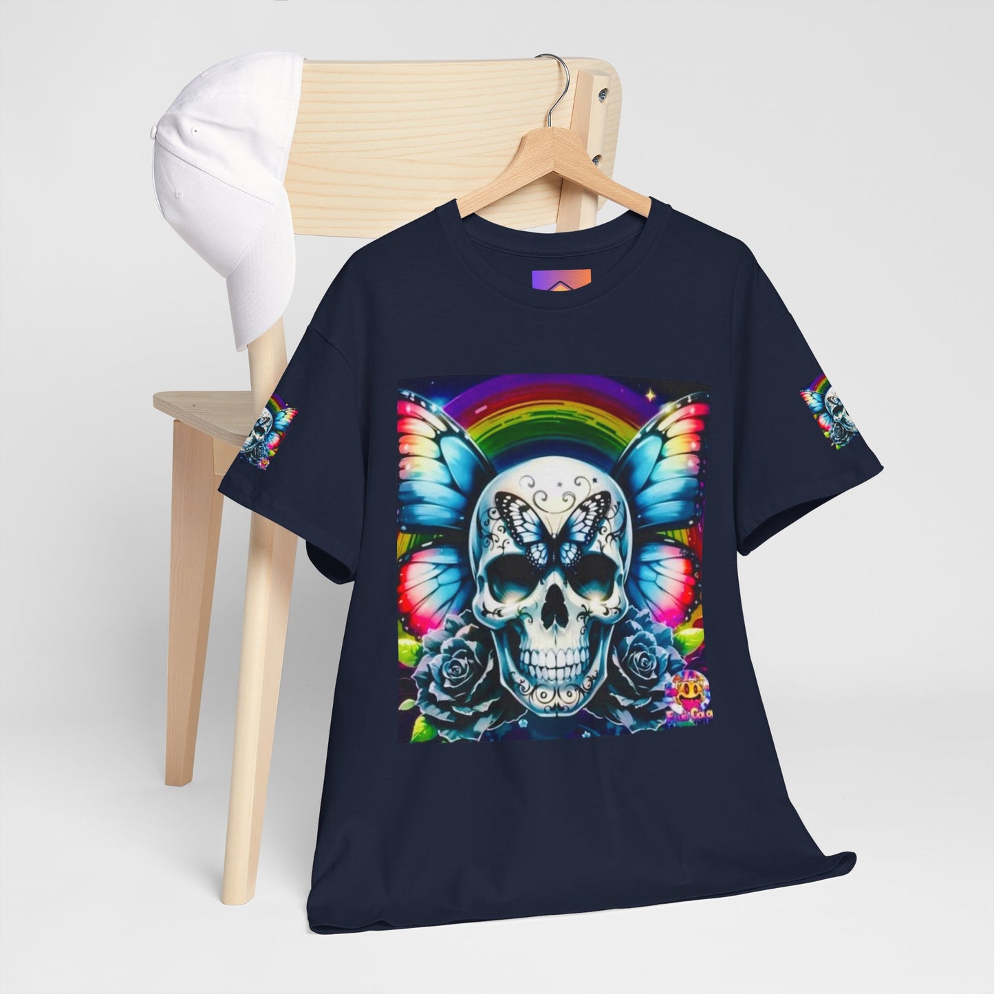 Skull Tee - Bright & Colorful Butterfly Design