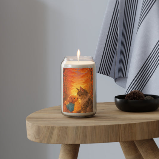 Scented Soy Candle with Cat and Dog Design, Cozy Home Decor, Pet Lover Gift, Fall Decor, Relaxation, Aromatherapy