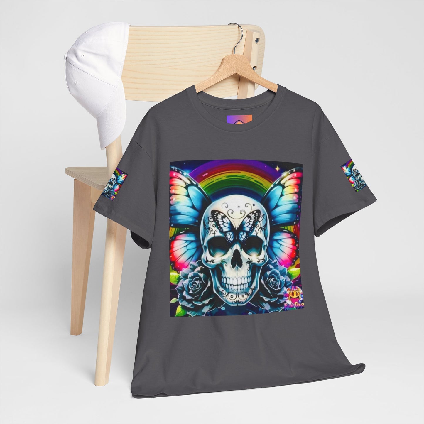 Skull Tee - Bright & Colorful Butterfly Design