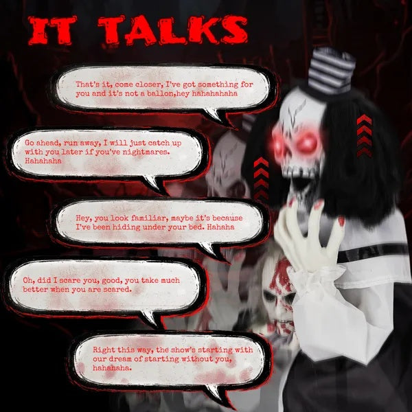1.8ft Halloween Decoration Scary Clown, Sound-Actived Party Decor With Creepy Sound , Scary Haunted House Props For Indoor Party Home Table Garden Yard Lawn