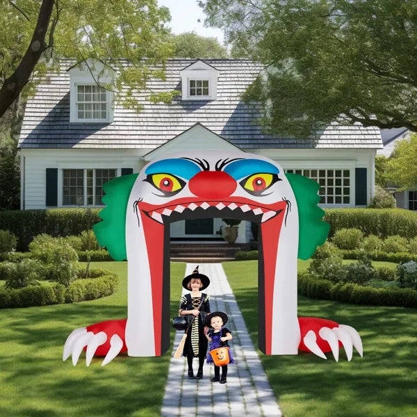 8.9 FT Halloween Inflatables Clown Archway Outdoor Decorations, Scary Halloween Giant Clown Blow Up Decorations With Built-in LED Lights For Holiday Party Front Yard Lawn Garden Decor