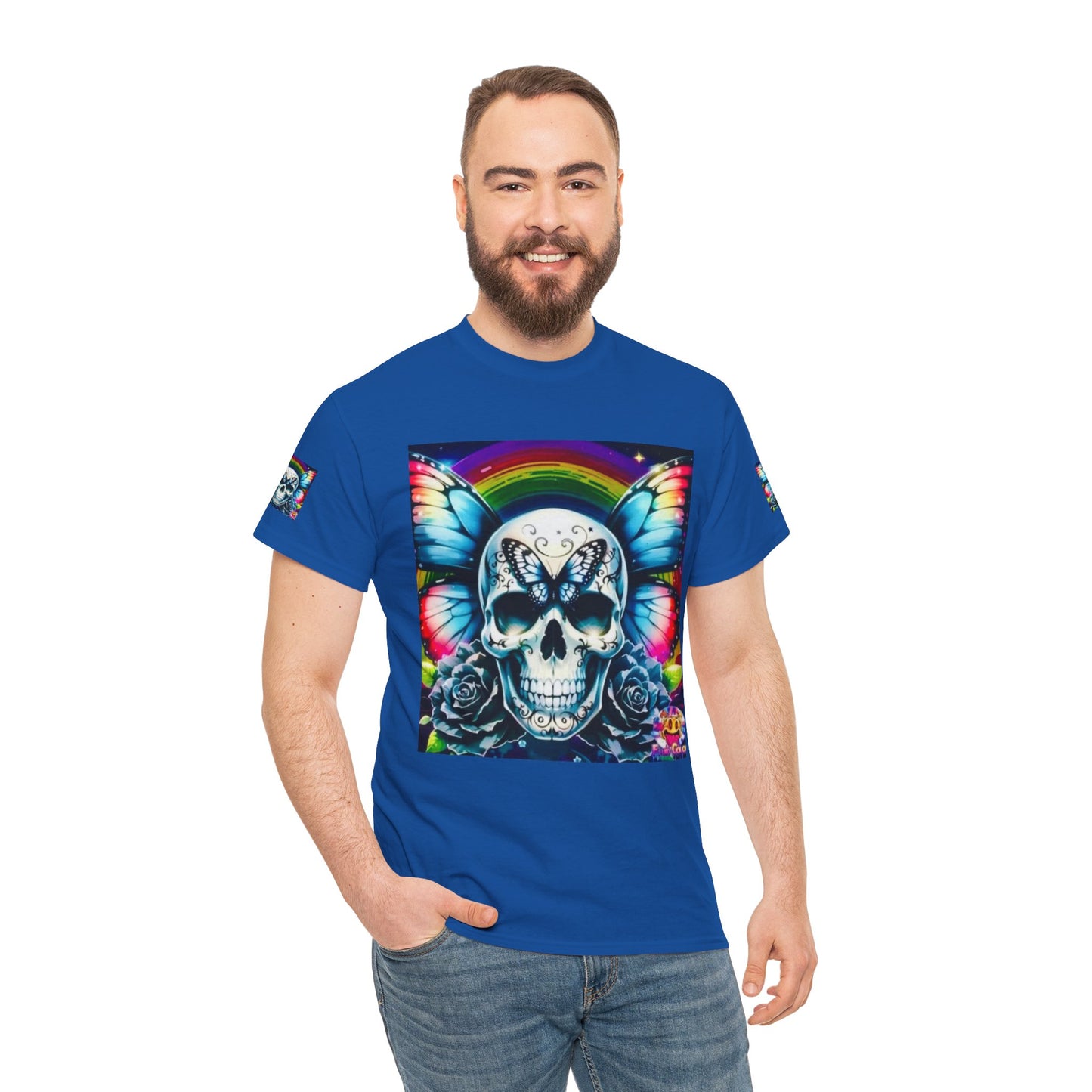 Skull Tee - Bright & Colorful Butterfly Design