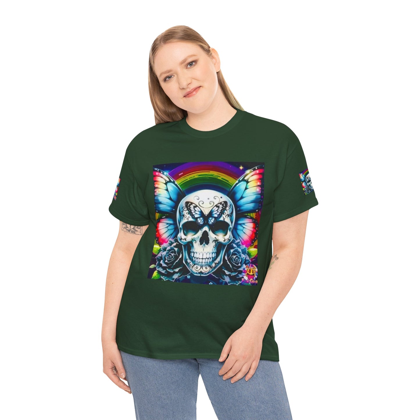 Skull Tee - Bright & Colorful Butterfly Design